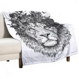 Decken Floral Lion (bw) Überwurfdecke fürs Bett, luxuriöse schöne Weihnachtsgeschenke