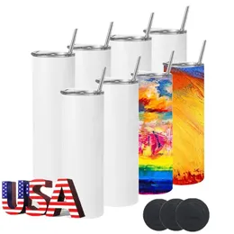 CA US Stocked 20oz Sublimation Stainless steel tumblers Beer mugs water bottles camping cup Keep Cold 1218