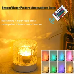 Objetos decorativos estatuetas 16 cores dinâmicas ondulação de água luz noturna USB recarregável quarto atmosfera luz cabeceira mesa de chama presente criativo 231216
