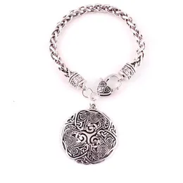 Vichingo Norreno Celtico 3 Lupo Triskelion Energia Amuleto Bracciale Donna Uomo Bracciale a catena a maglia di grano Gioielli284u