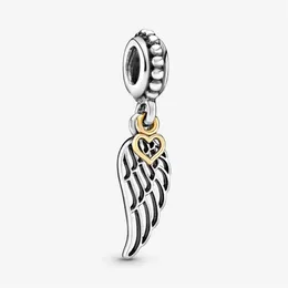 Nova chegada 925 prata esterlina asa de anjo e coração balançar charme caber original europeu charme pulseira moda jóias accessories205s