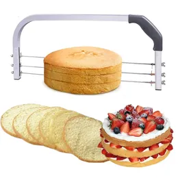 Baking Moulds Adjustable Cake Leveler Stainless Steel Cake Cut Slicer 3Blades Cut Saw DIY Butter Bread Divider Pastry Knife Baking Accessories 231216