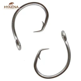 Balıkçılık Kancaları Hyaena 100pcs 39960 Paslanmaz Çelik Balıkçılık Kancaları Büyük Oyun Balık Ton balığı Dairesi Yem 8/0-15/0 231216