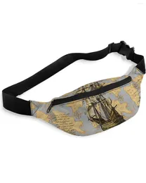 Waist Bags Vintage Routes Sailboats Anchors Packs For Women Waterproof Outdoor Sports Bag Unisex Crossbody Shoulder