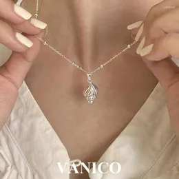 Ciondoli Collana con conchiglia semplice e carina Collana in argento sterling 925 Minimalista Delicato Placcato semplice Lumaca di mare Ciondolo con buccino per le donne