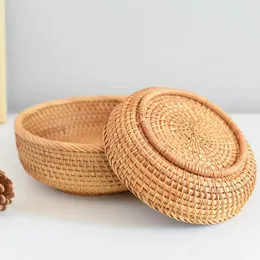 Dinnerware Sets Rattan Round Fruit Baskets Wicker Bread Bowls Natural Woven Serving Basket Decorative Weaving
