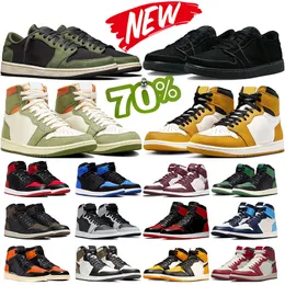 Z Box Jumpman 1 Buty do koszykówki 1S Lows Mens Treners Kobiety Sneakers Black Olive Celadon Royal Reimagined Yellow Ocher University Blue Bordeaux Outdoor Sports