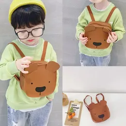 حقائب الظهر PU Leather Children's Mini School Bag Cute Bear Backpack for Ristergarten Boys Girls Knapsack Baby Kids Labags 231216