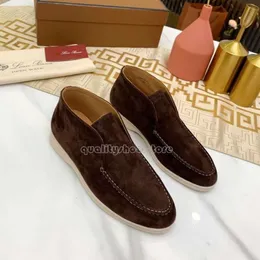 Lüks tasarımcı LP Loafers ayakkabıları açık yürüyüş süet loro piyanas ayakkabı ayak bileği botları moda kadınlar erkekler yürüyüş daireleri kısa bot 283