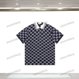 Xinxinbuy Hommes Designer Tee T-shirt Double lettre impression coton à manches courtes femmes Noir blanc bleu gris rouge jaune M-3XL