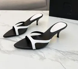Luxury Women designer sandal Tribute sandal sandals calfskin leathers high heeled open toe summer pumps black leather 35-43 with box