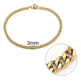 Link Kette 3mm Männer Armband Edelstahl Curb Cuban Link Armreif Für Männliche Frauen Hiphop Trendy Handgelenk Schmuck Geschenk 19 21 23cm299J