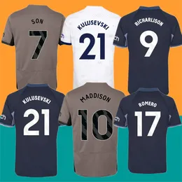 Spurs 23 24 S-4XL Jersey de futebol Kane Son Perisic Kulusevski Tottenham Hojbjerg 2023 2024 Lucas Llors Terceiro kit de futebol camisa Bryan Bergwijn Tops de futebol Homens Crianças Conjuntos