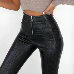 Calças femininas sutimine gótico locomotiva pu para mulheres cintura alta couro legging outono streetwear calças compridas y2k roupas femininas