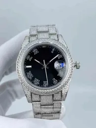 Relógios de pulso "Relógio de Luxo com Movimento Mecânico - Superfície Romana Totalmente Diamante"