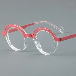 Zonnebril 2024 Acetaat Ronde Platte Lens Bril Recept Frame Dames En Heren Spektakel Bijziendheid Brillen
