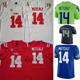 Ole Miss Rebels College Football Jersey 14 DK Metcalf Professional Sports Men Jersey All Sitched