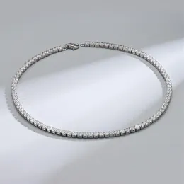 Kedjor som säljer Dainty Hip Hop -smycken 925 Sterling Silver Tennis Zircon Chain Halsband 2mm 3mm 4mm Cubic Zirconia for Women Men304i