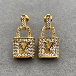 2021 New Fashion Diamond-Studded Lock Earrings Ladies Personalized Jewelry 고품질 Box282Z