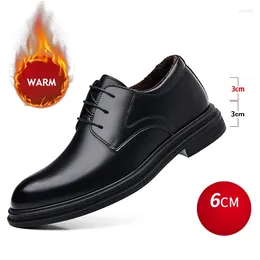 Sukienka buty zima Winda ciepły futra swobodne klasyczne działalność podwyższająca skóra 8 cm 6 cm Moccasins Wyższy mężczyzna