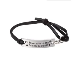 GX081 Gepersonaliseerde Ontwerp Letters van Ik hou van je tot de maan en terug bedelarmband lederen armband inspirerende sieraden Gift308C