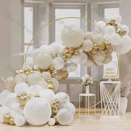 Other Event Party Supplies 103pcs/set Beige Balloon Garland Kit Sand White Chrome Gold Latex Globos Wedding Decoration Birthday Baby Shower Party Backdrop 231216