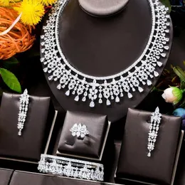 Halskette Ohrringe Set Kellybola Luxus herrlich glänzend 4PCS Schmuck Frauen Hochzeit glitzernde Braut Verlobung hohe Qualität