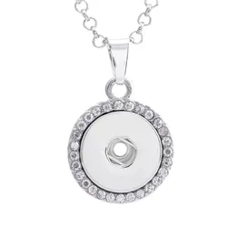 Pendant Necklaces Sublimation Button Round Pendants Zircon Necklace Jewelry 004 Consumable 20pcs/lot