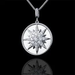 Charmig 925 Sterling Silver Gold Plated Bling Moissanite Diamond Sunflower Pendant med 24 -tums stålrepkedja smycken trevlig gåva