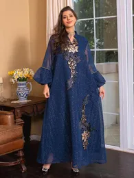 Etnische kleding Eid Ramadan Marokko moslimvrouwen jurk Abaya borduurwerk Kaftan gewaad Maxi lange mouw Arabisch Turkije Dubai luxe avond