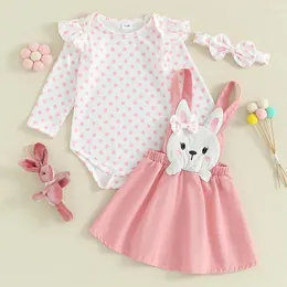 Clothing Sets FOCUSNORM 0-18M Easter Day Baby Girls 3Pcs Clothes Outfits Long Sleeve Romper Suspender Skirt Headband