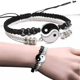 Charme pulseiras vendas amigo para 2 correspondência yin yang cordão ajustável bff amizade relacionamento namorado namorada pulseira