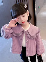 Jaquetas meninas casaco primavera e outono 2023 moda estilo ocidental crianças top cardigan bebê menina coágulo