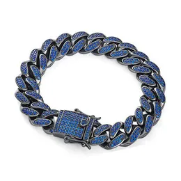 Pulsera de eslabones cubanos de 12 mm chapada en oro de 18 quilates para hombre con cierre cerrado Pulseras de circón cúbico Joyería de calidad superior 218E