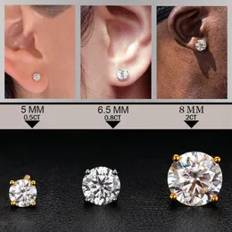 Stud unisexe classique avec certificat Moissanite boucles d'oreilles pour femmes bijoux 925 en argent Sterling mode fiançailles cadeau 284Z