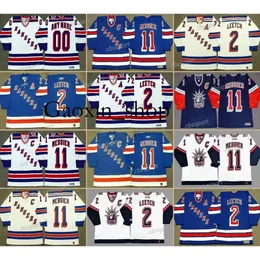 Gaoxin Custom Throwback Royal Blue Navy Bianco 1990//1998/1994 Maglia da hockey Brian Leetch Ron Duguay Mark Messier Jeff Beukeboom Ryan Callahan Joey