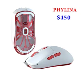 Myszy Phylina S450 Bezprzewodowe gier myszy Ultra lekkie 56G Programowalne PAW3395 26000dpi 2 4G USB C OBUDOWANE 6 przycisków 231216