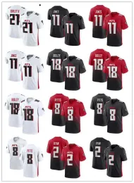 Homens personalizados jovens atlantafalcons11 julio jones 8 kyle pitts 97 grady jarrett 2 matt ryan ii 18 cainridley futebol camisa