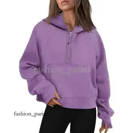 Lululemens Womens Jackets Hoodys Plus Velvet Outono e Inverno Yoga Hoodie Scuba Espessamento Esportes Meio Zíper Terry Designer Sweater 211