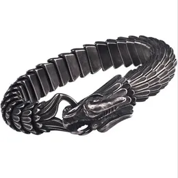 Hiphop Dragon Viking Bracelet Men Vintage Vintage Stainless Steel Rincer chain Punk Rock Mens Titanium Steel Bracelet Bangle3343