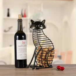 ديكورات عيد الميلاد TOURANTS CAT WINE RACK CORK COUNER حامل زجاجة حيوان المطبخ بار المعادن هدية هدية يدوية 231216