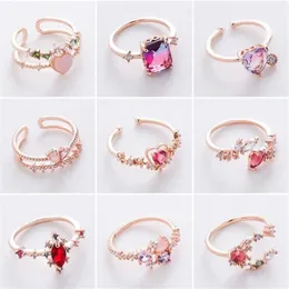 New Fashion Micro-inlaid Crystal Zircon Rings Sweet Elegant Flower Ring for Girl Women Finger Bague jewelry Bridal Gift Delicate304o