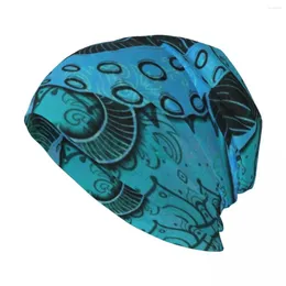 Berets Octopus on Damask - Green/Blue Edition Knit Hat Caps Tactical Caps Rave Men's Cap Cap’s Cap’s Women’s