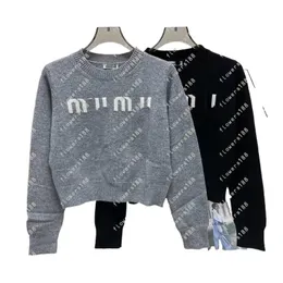Kvinnors tröjor MI24 Tidig höst Ny solid couture brev Jacquard Knit Woolen Sweater