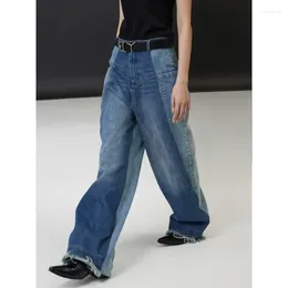 Kadınlar Kot Vanovich 2024 Sonbahar ve Kış Avrupa Retro Düz Moda Eklenmiş Düz Renk Uzun Geniş Bacak Pantolon