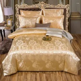 Bedding Sets Luxury 3 Or 4pcs Set Satin Jacquard Duvet Cover With Zipper Closure Quilt Pillowcases Bed Sheet 200 230 Size