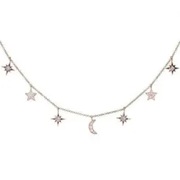 925 Sterling Silver Jewelry Love Moon Star Netclaces Starants Chain Choker Collar Women Women Bijoux T19062286G