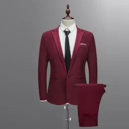 Men's Tracksuits Suits For Men Wedding Party Blazers Set Elegant 3 Pieces Jackets Shirt Pants Luxury Business Formal Full Coats Spring