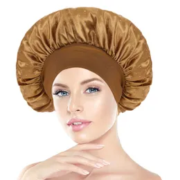 Chapéus noturnos de cetim com faixa larga, cor sólida, para mulheres, gorro elástico para dormir, cuidados com os cabelos, acessórios de moda