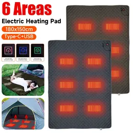 Elektrisk filt USB Electric Heat Pad Electric Filt Outdoor Camping Uppvärmd matta Sovet Thermal Pad Winter Foot Warmer Pad 180x150cm 231216